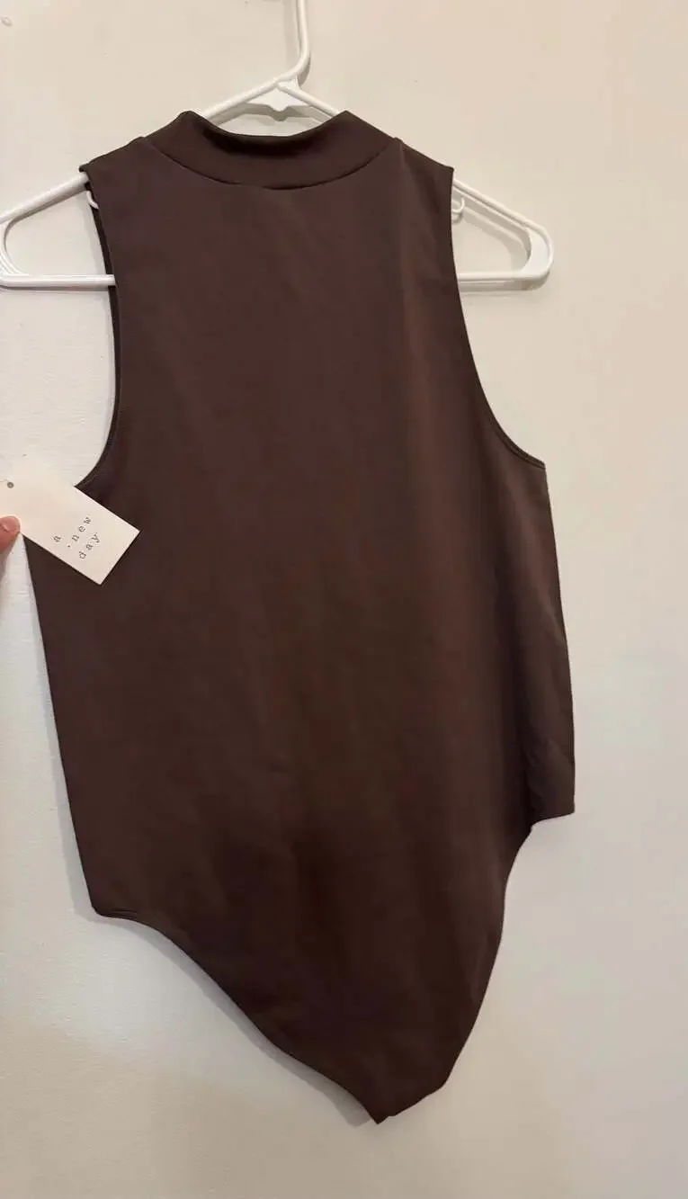 A New Day Women's Mock Neck Sleeveless Bodysuit - Brown XL - Picture 3 of 3
